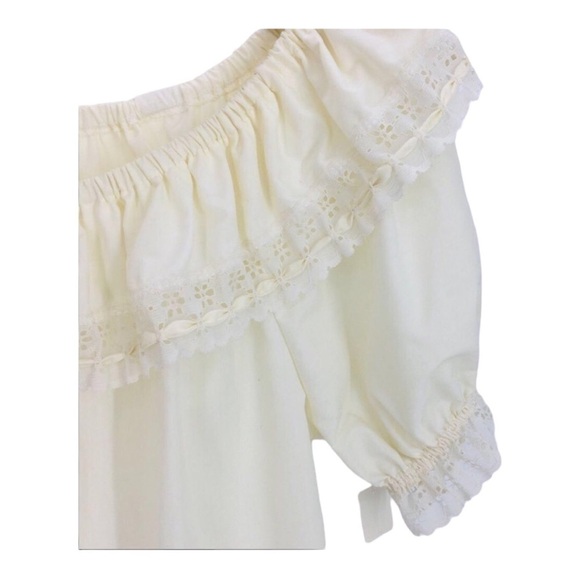 4/$45 AVONDALE Vintage Cream Yellow Off Shoulder Peasant Top Medium NWT - Picture 3 of 8